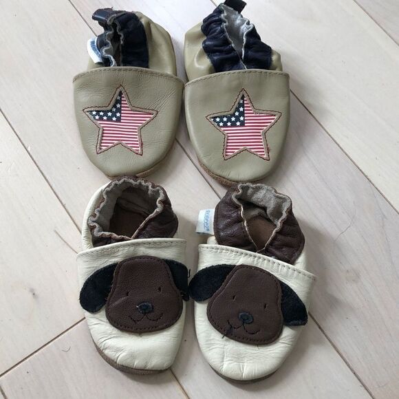 Robeez Infants' Dog & Star American Flag Slippers Size 0-6 months - Picture 1 of 4